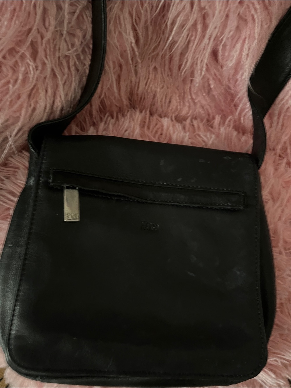 Black Leather PEGRO Crossbody Bag - Classic Minimal Design